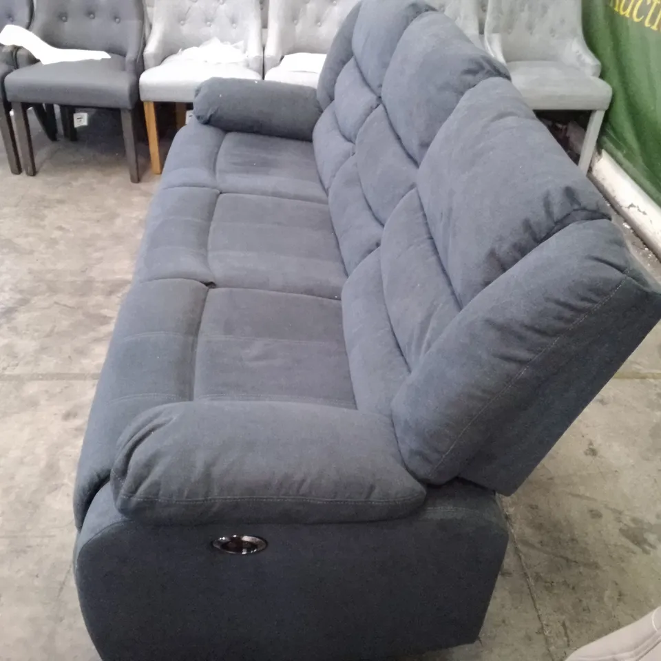 QUALITY DESIGNER SORRENTO 3 SEATER ELECTRIC RECLINER SOFA - SLATE GREY PLUSH FABRIC