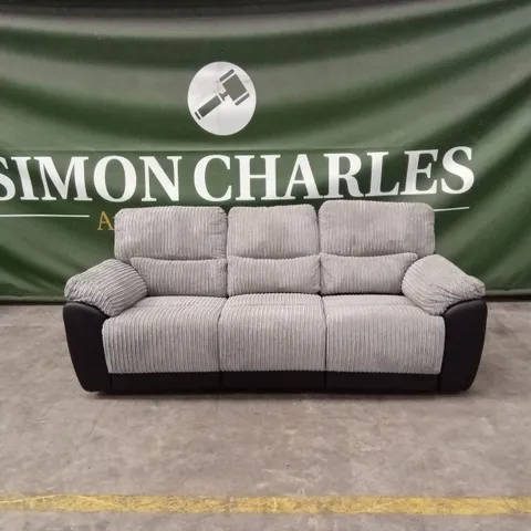 SIENNA FABRIC/FAUX LEATHER HIGH BACK 3 SEATER RECLINER SOFA