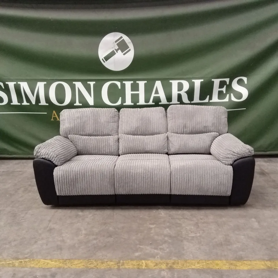 SIENNA FABRIC/FAUX LEATHER HIGH BACK 3 SEATER RECLINER SOFA RRP £849