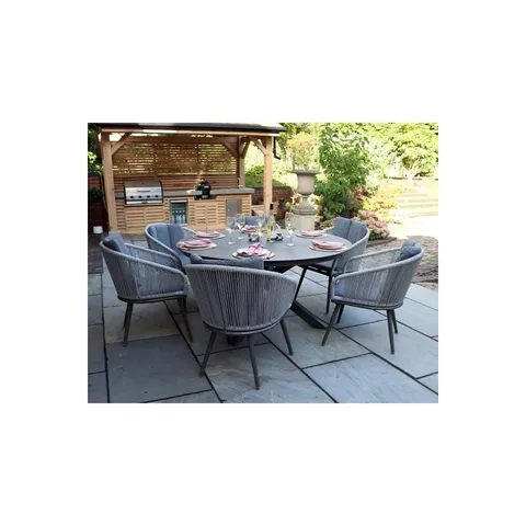 BOXED SET OF 6 ASPEN GREY ROPE DINING CHAIRS WITH CUSHIONS (1 BOX)