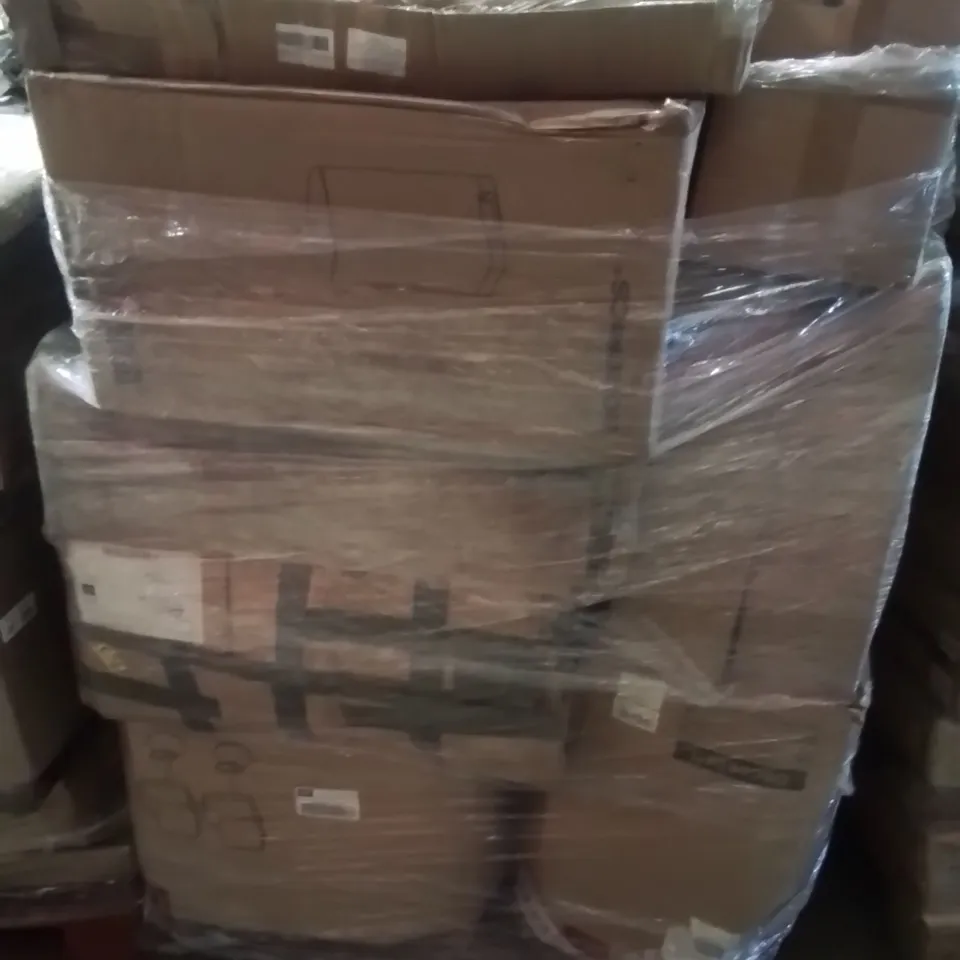 PALLET OF ASSORTED HOUSEHOLD GOODS AND PRODUCTS TO INCLUDE; TRASH CAN,SHOE BOX,DRYER RACK