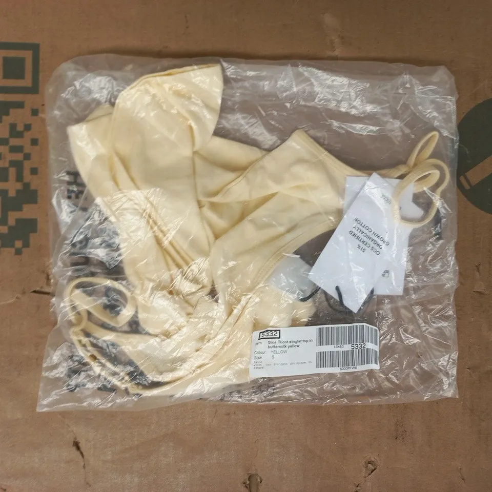 BAGGED GINA TRICOT SINGLET TOP IN BUTTERMILK YELLOW SIZE SMALL