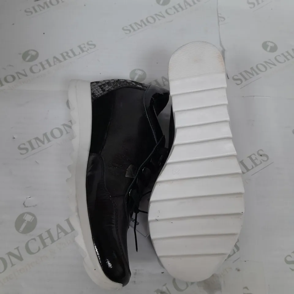 PAIR OF RUTH LANGSFORD WEDGE TRAINERS IN BLACK SIZE 5