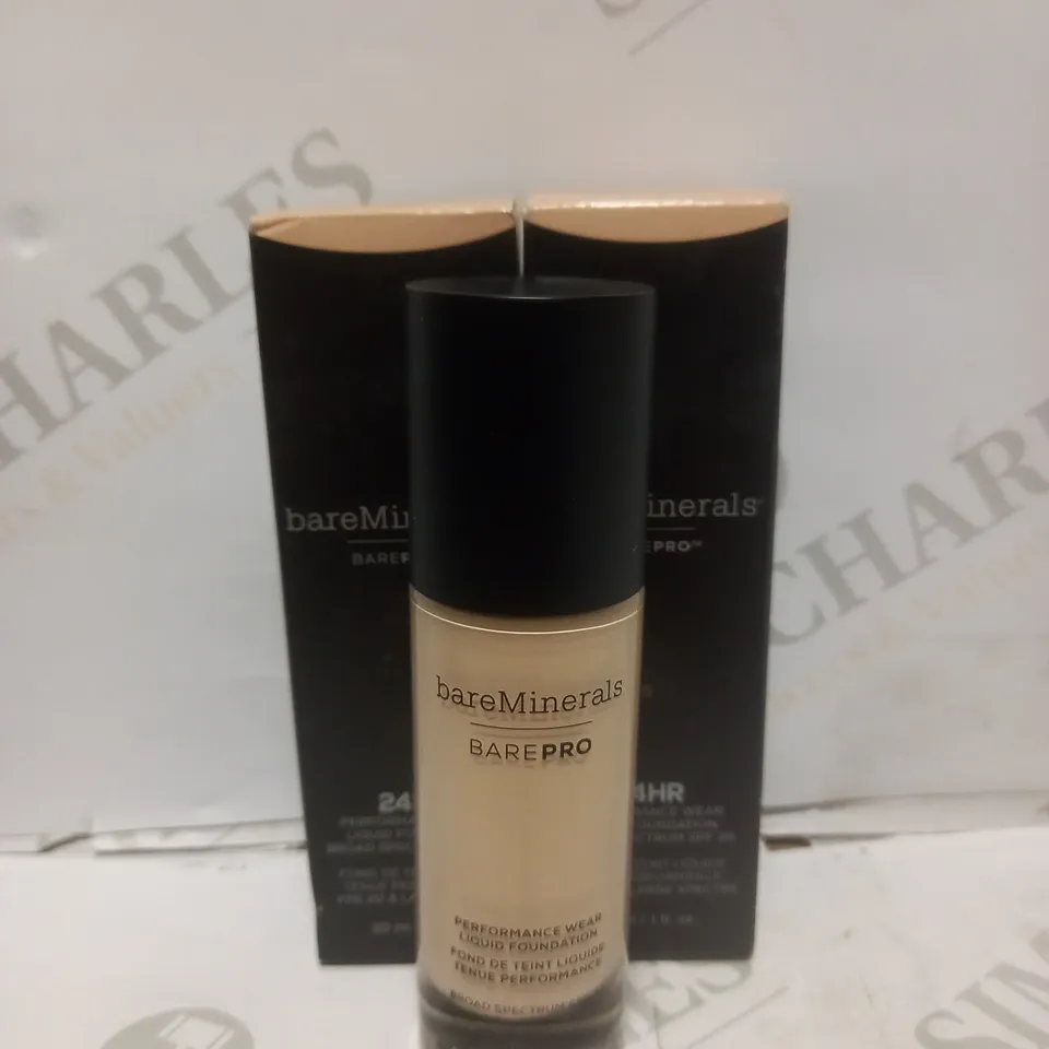 BOX OF APPROX 14 BAREMINERALS BAREPRO PERFORMANCE WEAR LIQUID FOUNDATION SPF20