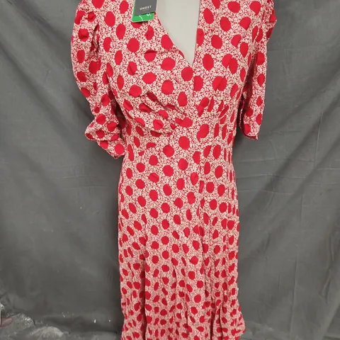GHOST MADI DRESS IN RED FLORAL SIZE 14
