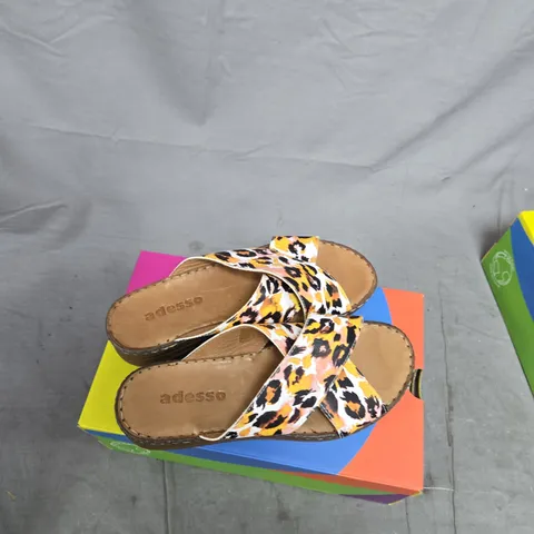 ADESSO WOMEN’S LEOPARD PRINT CROSS-STRAP SANDALS  UK 7
