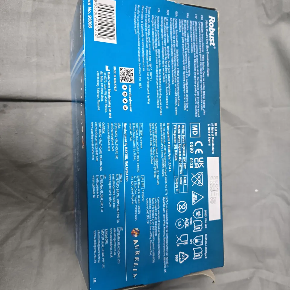 ROBUST NITRILE POWDER-FREE BLUE EXAMINATION GLOVES – SIZE SMALL (BOX OF 100)