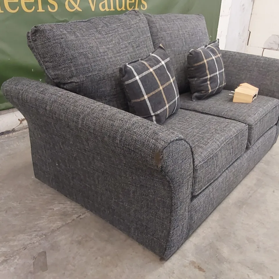 QUALITY DESIGNER ALSOP 2 SEATER HIGH BACK SOFA - LISBON CHARCOAL/HOY GREY
