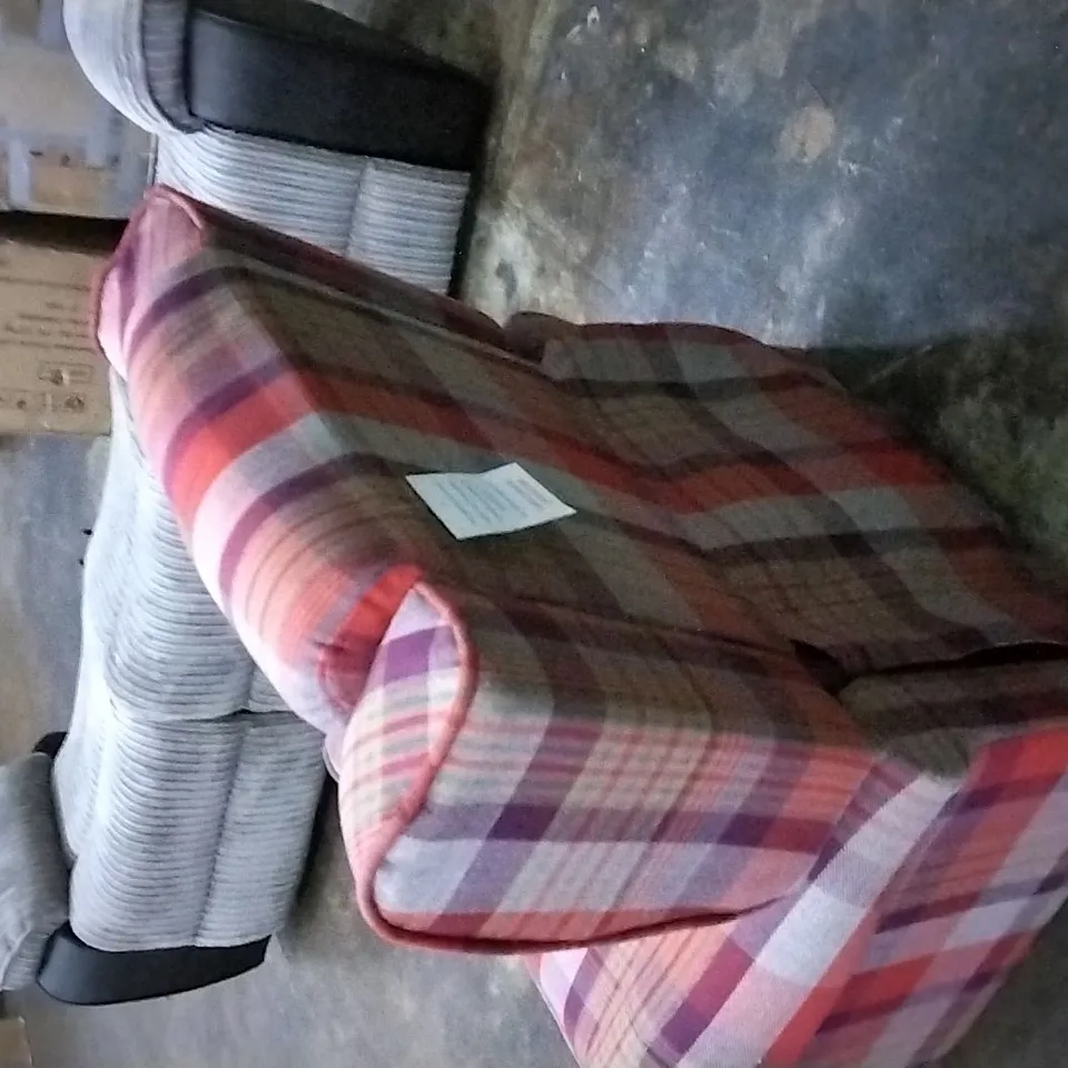 DESIGNER TARTAN PLUSH FABRIC ARMCHAIR 