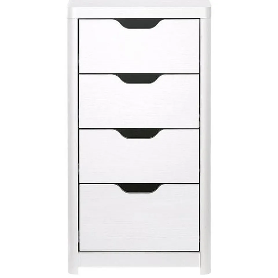 BOXED ASPEN SLIM 4 DRAWER CHEST IN WHITE/OAK - COLLECTION ONLY RRP £109.99