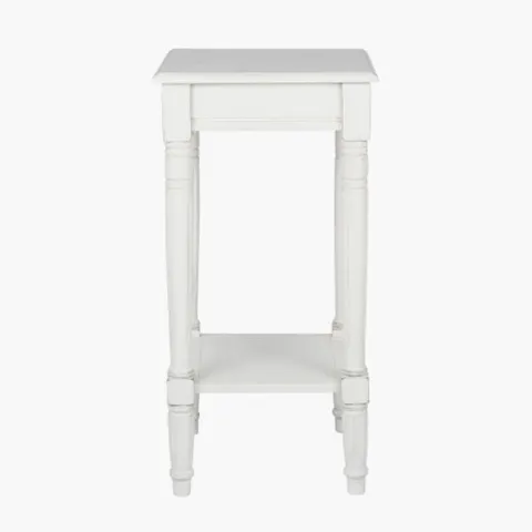 BOXED HERITAGE ELIZABETH WHITE PINE WOOD ACCENT TABLE WITH SHELF K/D (1 BOX)