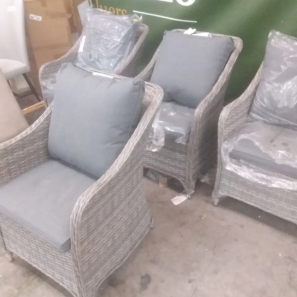4X HAMILTON WICKER ARMCHAIR WITH CUSHIONS