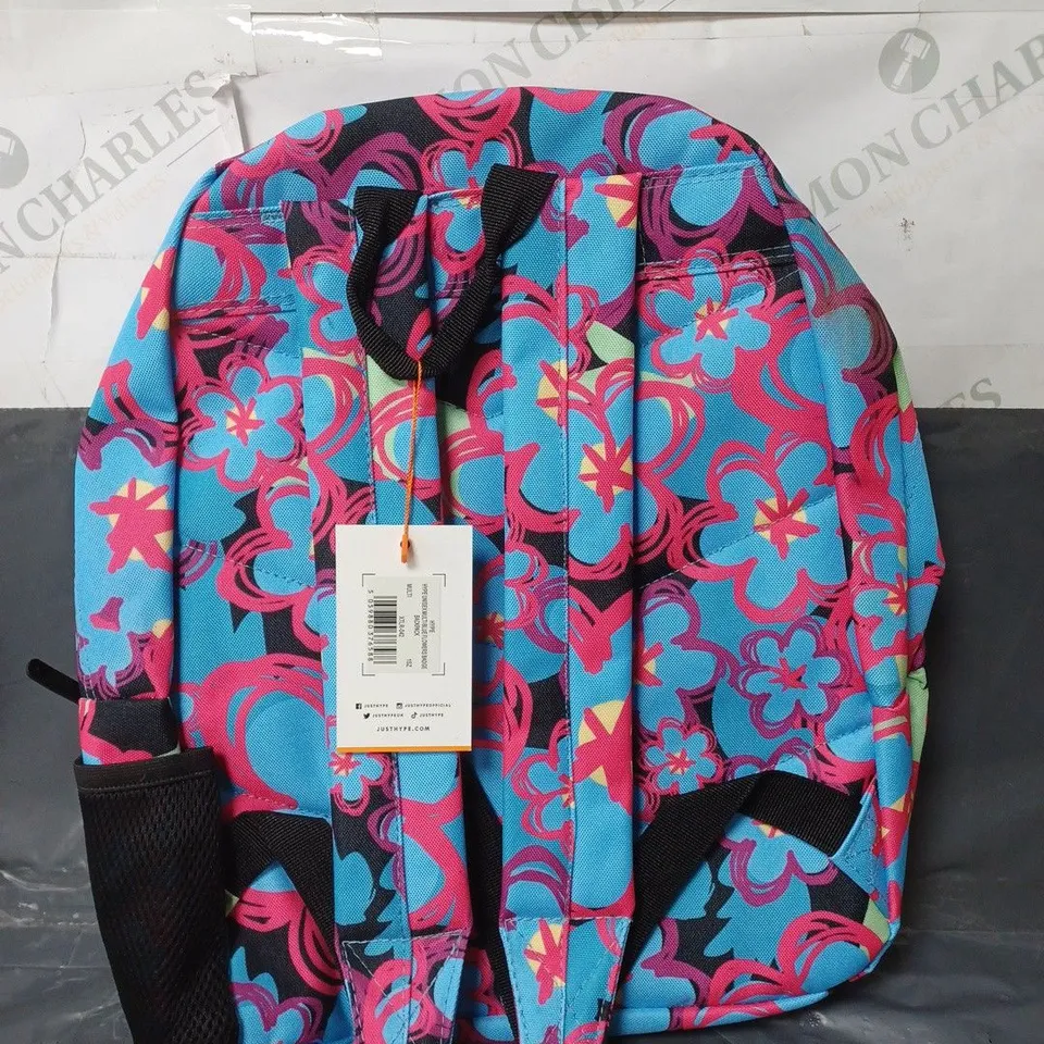 HYPE MULTI BLUE FLOWER BACKPACK WITH A POM POM