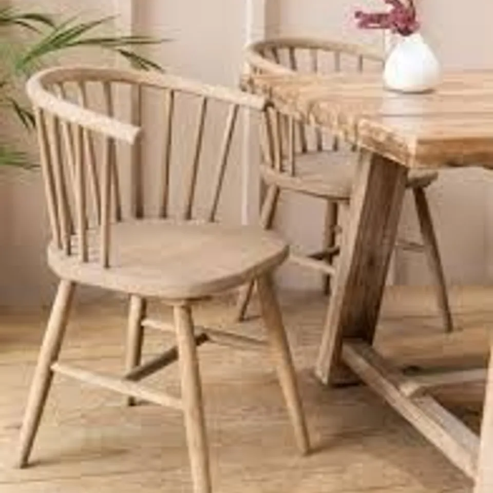 BOXED LANDRAKE CURVED BACK DINING CHAIR SET OF 2 NATURAL