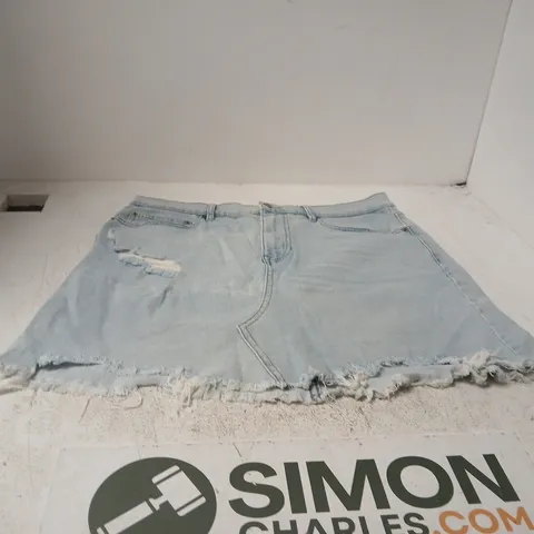 CALVIN KLEIN JEANS DENIM MINI SKIRT – BLUE, DISTRESSED HEM - SIZE 30W