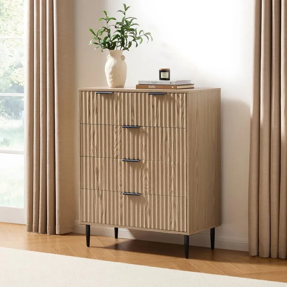 BOXED EVIE 5 DRAWER CHEST - WOOD EFFECT