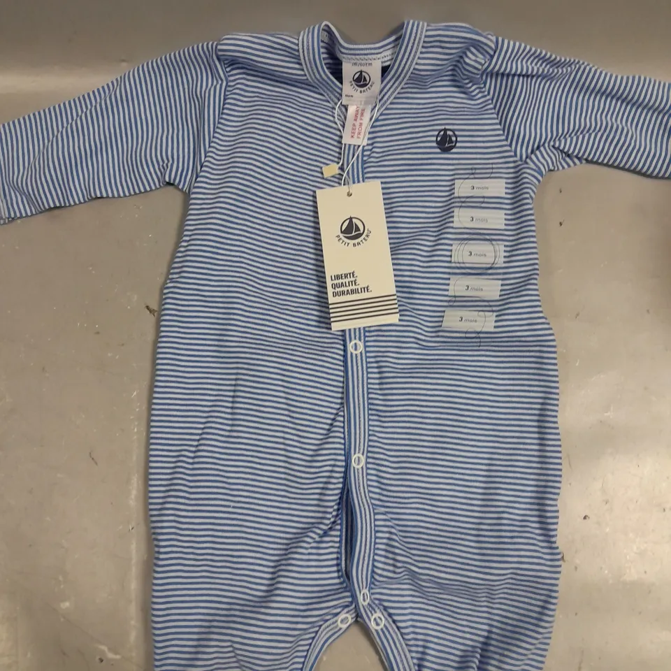 PETIT BATEAU STRIPE BABY GROW - 3MTHS