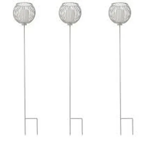 K BY KELLY HOPPEN SET OF 3 OUTDOOR BATTERY STAKE LIGHTS WITH CANDLE & TIMER