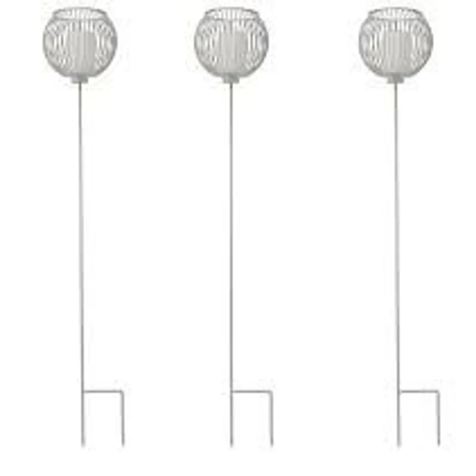 K BY KELLY HOPPEN SET OF 3 OUTDOOR BATTERY STAKE LIGHTS WITH CANDLE & TIMER