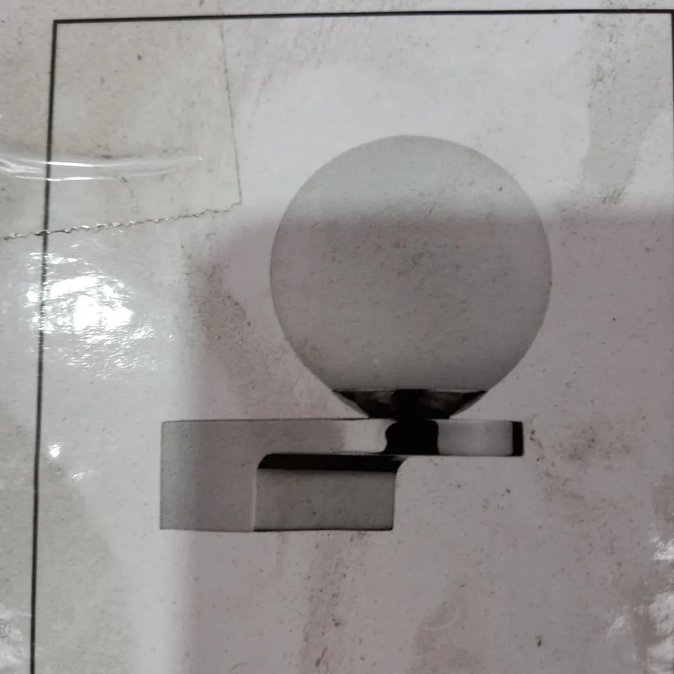 DAR LIGHTING JETTY WALL LAMP, POLISHED CHROME FINISH, WHITE GLASS SHADE