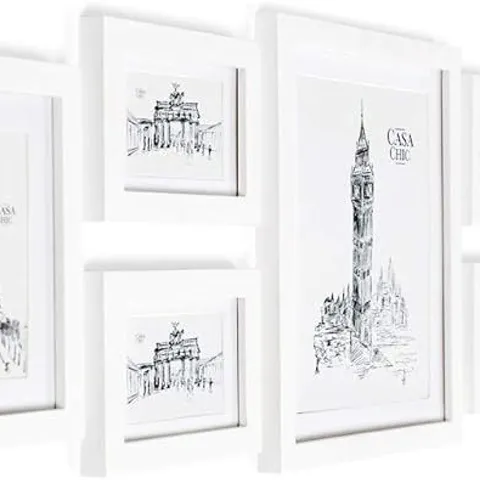 BOXED CLASSIC BY CASA CHIC SOLID WOOD PHOTO FRAME SET - WHITE 