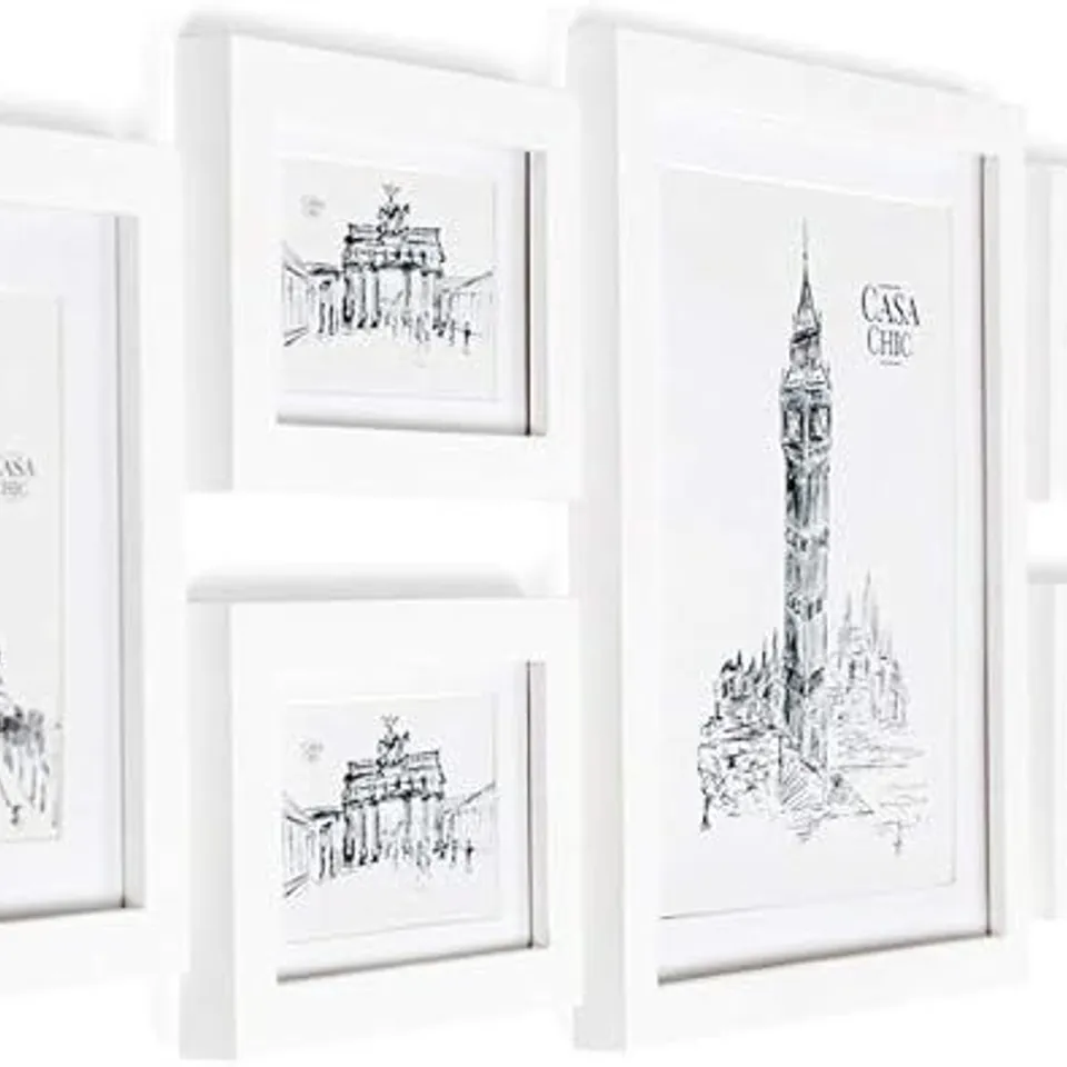 BOXED CLASSIC BY CASA CHIC SOLID WOOD PHOTO FRAME SET - WHITE 