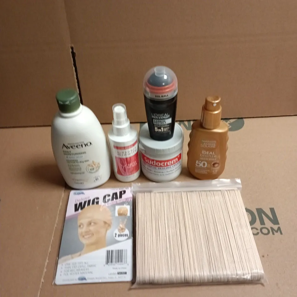 APPROXIMATEY 20 ASSORTED HEALTH AND BEAUTY PRODUCTS TO INCLUDE - SUDOCREM HEALING CREAM - GARNIER IDEAL BRONZE SPRAY AND AVEENO BODY WASH