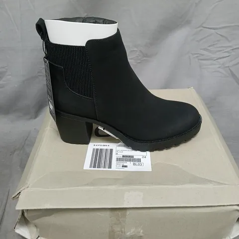 BOXED PAIR OF ONLY BARBARA HEELED BOOTS IN BLACK - 8