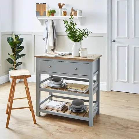 BOXED OLNEY COMPACT KITCHEN ISLAND, GREY (1 BOX)