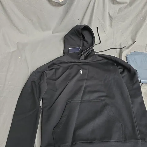 POLO RALPH LAUREN BLACK HOODIE WITH CHEST LOGO, SIZE M (MEDIUM)