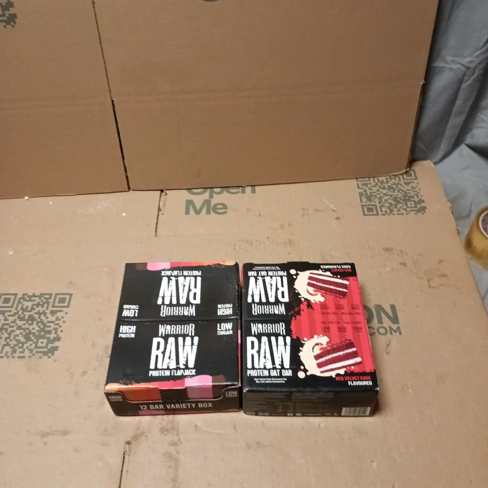 WARRIOR RAW PROTEIN BAR OAT BAR RED VELVET AND RAW PROTEIN FLAPJACK VARIETY BOX 