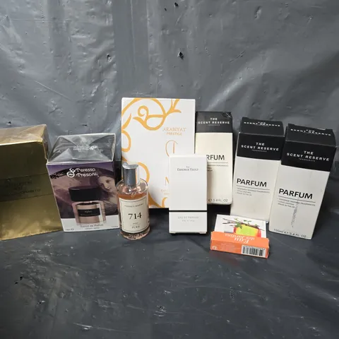 APPROXIMATELY 18 ASSORTED FRAGRANCES TO INCLUDE THE SCENT RESERVE PARFUM, TERESSA TRESONI EXTRAIT DE PARFUM, ARABIYAT PRESTIGE NYLA EAU DE PARFUM, ETC