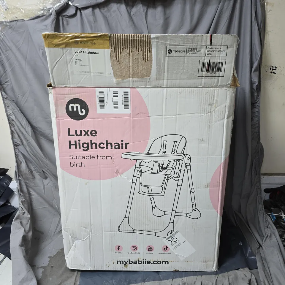 BOXED MY BABIIE GREY LUXE HIGHCHAIR BIRTH-15KG