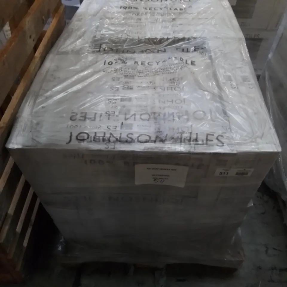 PALLET TO CONTAIN APPROXIMATELY 40 X PACKS OF JOHNSON CEDINBURGH GREY GLAZED WALL & FLOOR TILES - 5 TILES PER PACK // TILE SIZE: 597 X 297 X 10MM