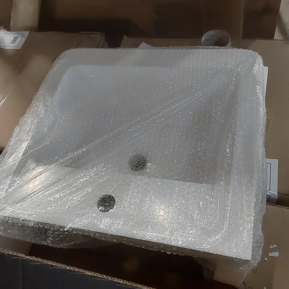 BOXED AQUA DART HARBY 500mm STONE RESIN BASIN - WHITE (1 BOX)