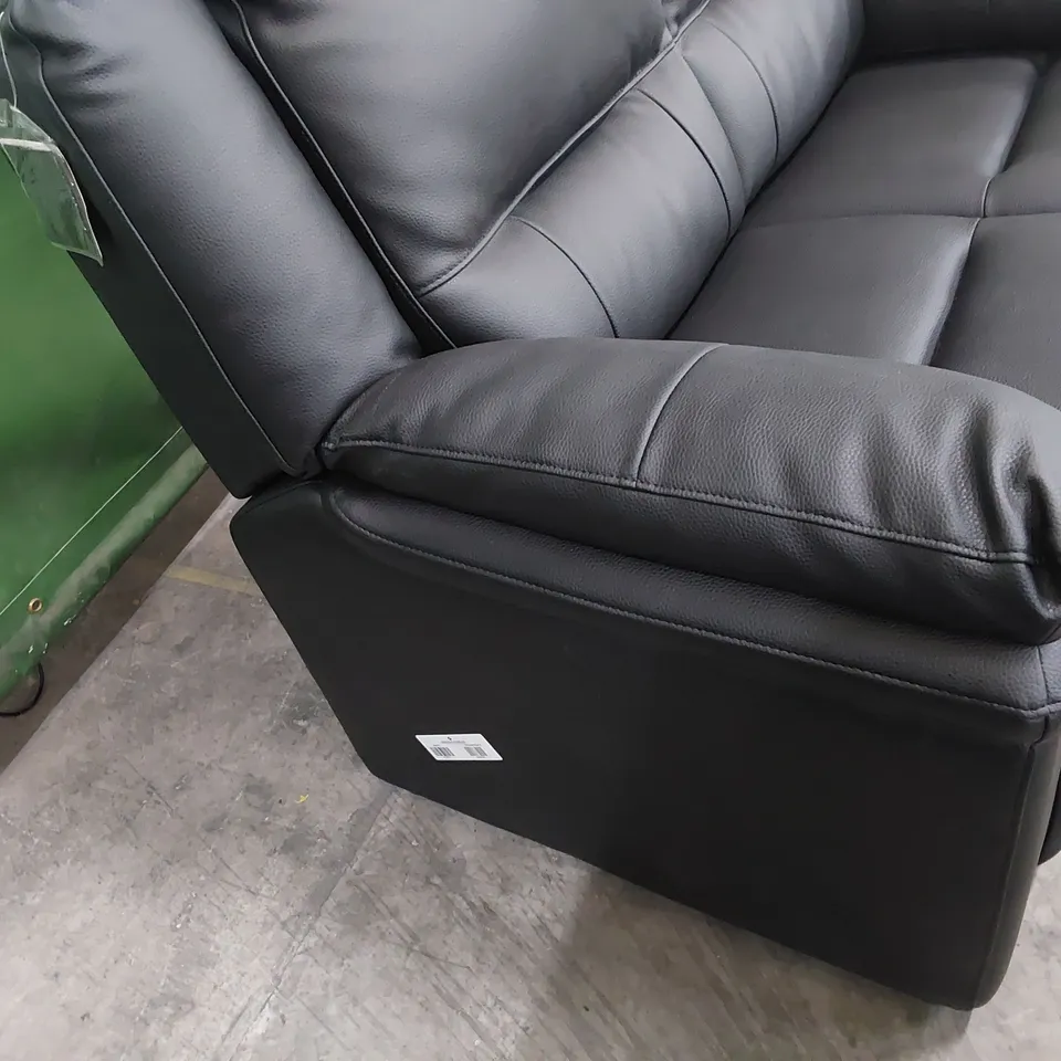 DESIGNER TWO SEATER SOFA BLACK FAUX LEATHER 