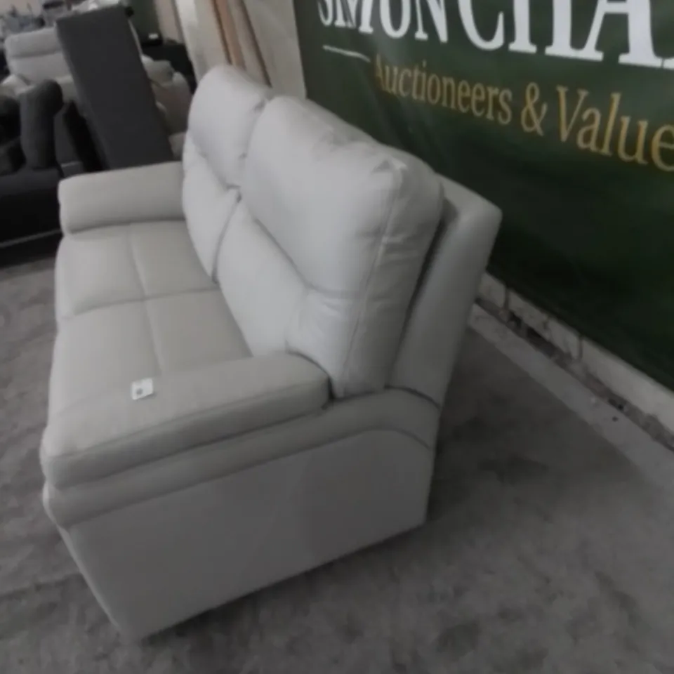 DESIGNER G PLAN MADE SEATTLE OXFORD LIGHT GREY LEATHER THREE SEATER SOFA
