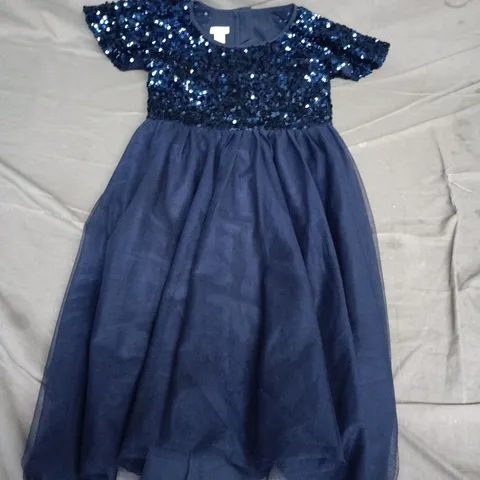MONSOON KID'S SEQUIN BODICE DRESS, NAVY – 7YRS