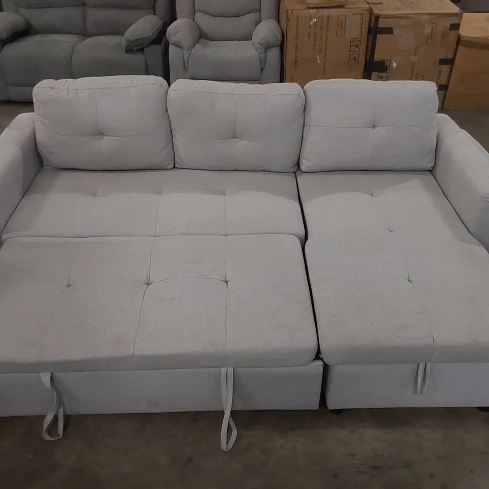 QUALITY DESIGNER FABRIC UPHOLSTERED CORNER SOFA BED WITH STORAGE 
