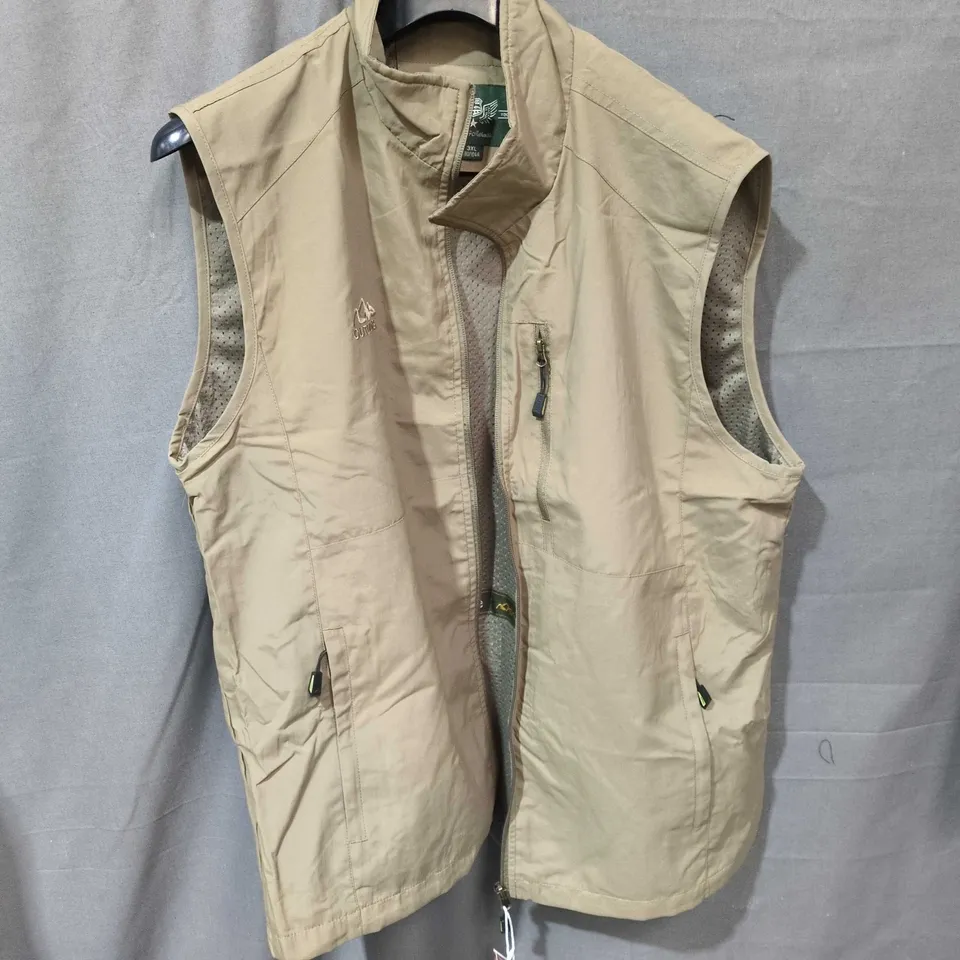 OUTDOORS TRIBE BEIGE MEN'S LIGHTWEIGHT SLEEVELESS OUTDOOR VEST (UK 3XL)