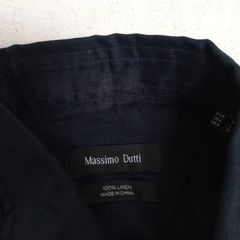 MASSIMO DUTTI NAVY LINEN SHIRT – MEN'S, UK L (EU L) – 100% LINEN