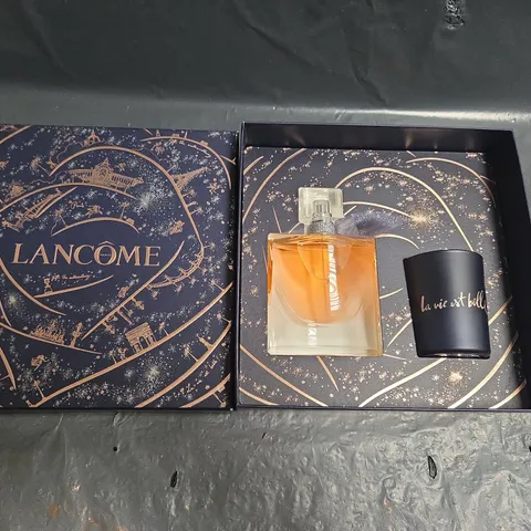 BOXED LANCOME 50ML EAU DE PARFUM AND CANDLE SET