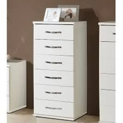 BRAND NEW BOXED MILDEN WOODEN CHEST OF DRAWERS TALL IN WHITE AND 6 DRAWERS (1 BOX)