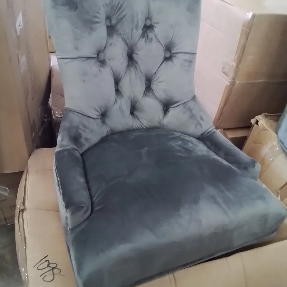 BOXED PAIR OF VERONA UPHOLSTERED DINING CHAIRS GREY VELVET