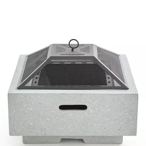 BOXED CLAY EFFECT MGO FIRE PIT - 58CM SQUARE