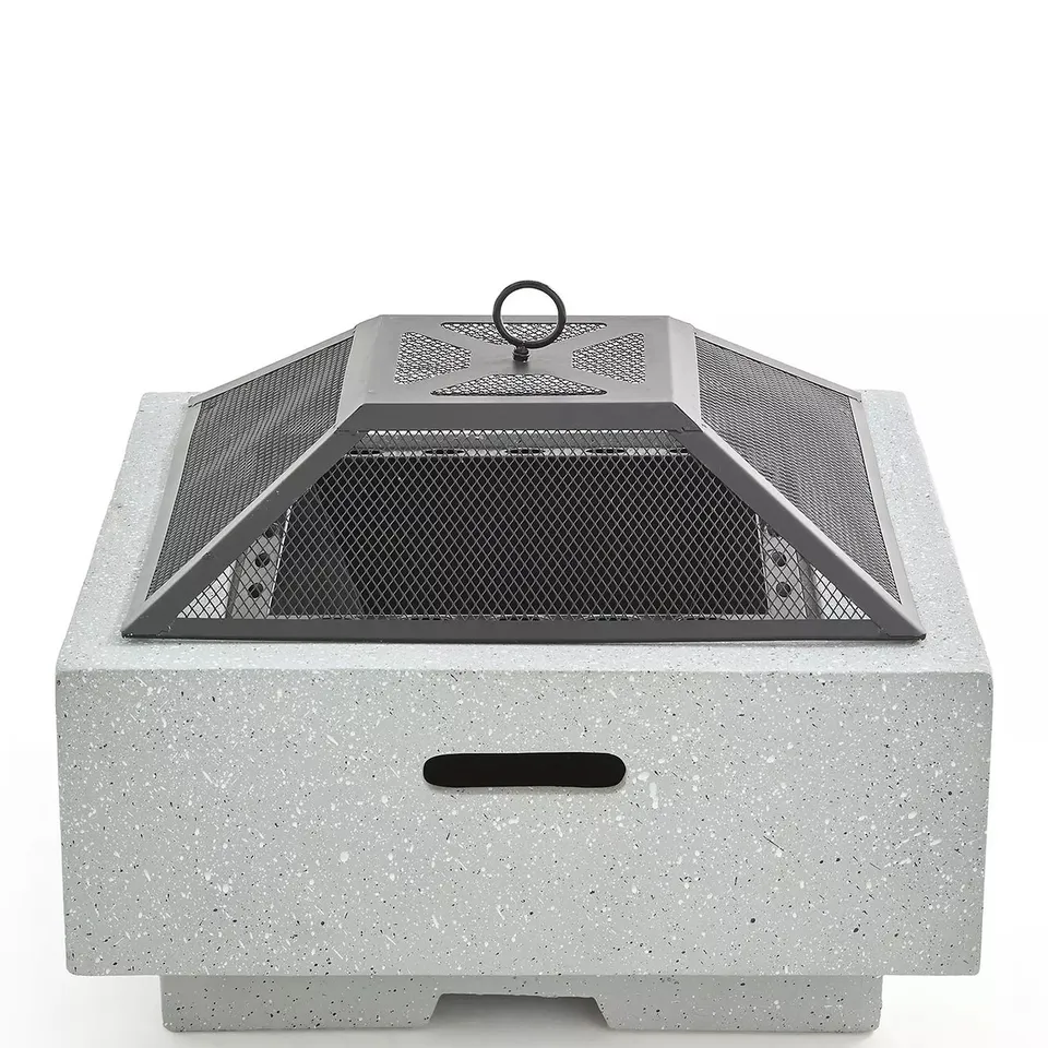 BOXED CLAY EFFECT MGO FIRE PIT - 58CM SQUARE