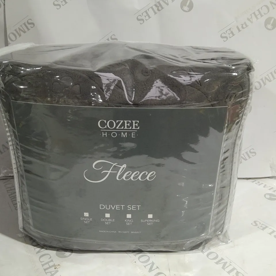 COZEE HOME FLEECE DUVET SET - GREY - SINGLE