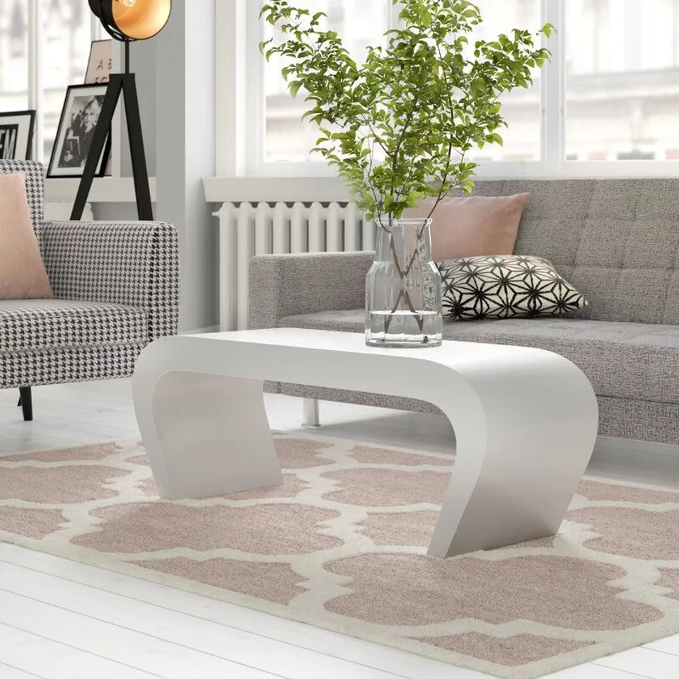 BOXED WEDGE WHITE GLOSS COFFEE TABLE