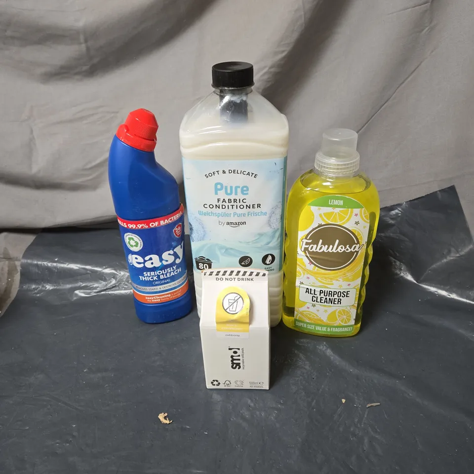 APPROXIMATELY 12 ASSORTED HOUSEHOLD ITEMS TO INCLUDE SMOL, BLEACH, PURE, FABULOSA ETC