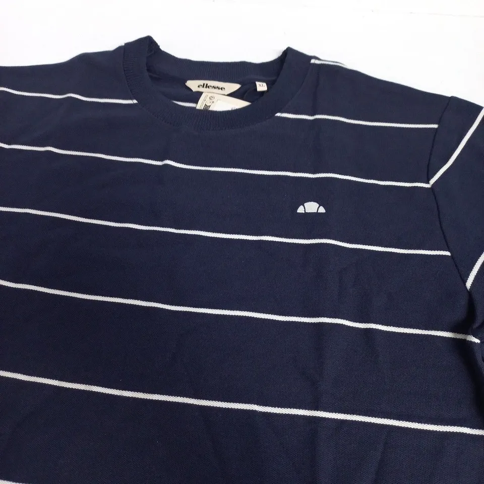 ELLESSE VERRI TEE NAVY WITH WHITE STRIPES – SIZE XL